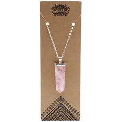 Gemstone Flat Pencil Pendant - Rose Quartz