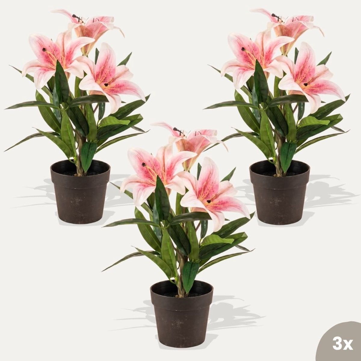 Bundelset van 3 roze kunstlelies