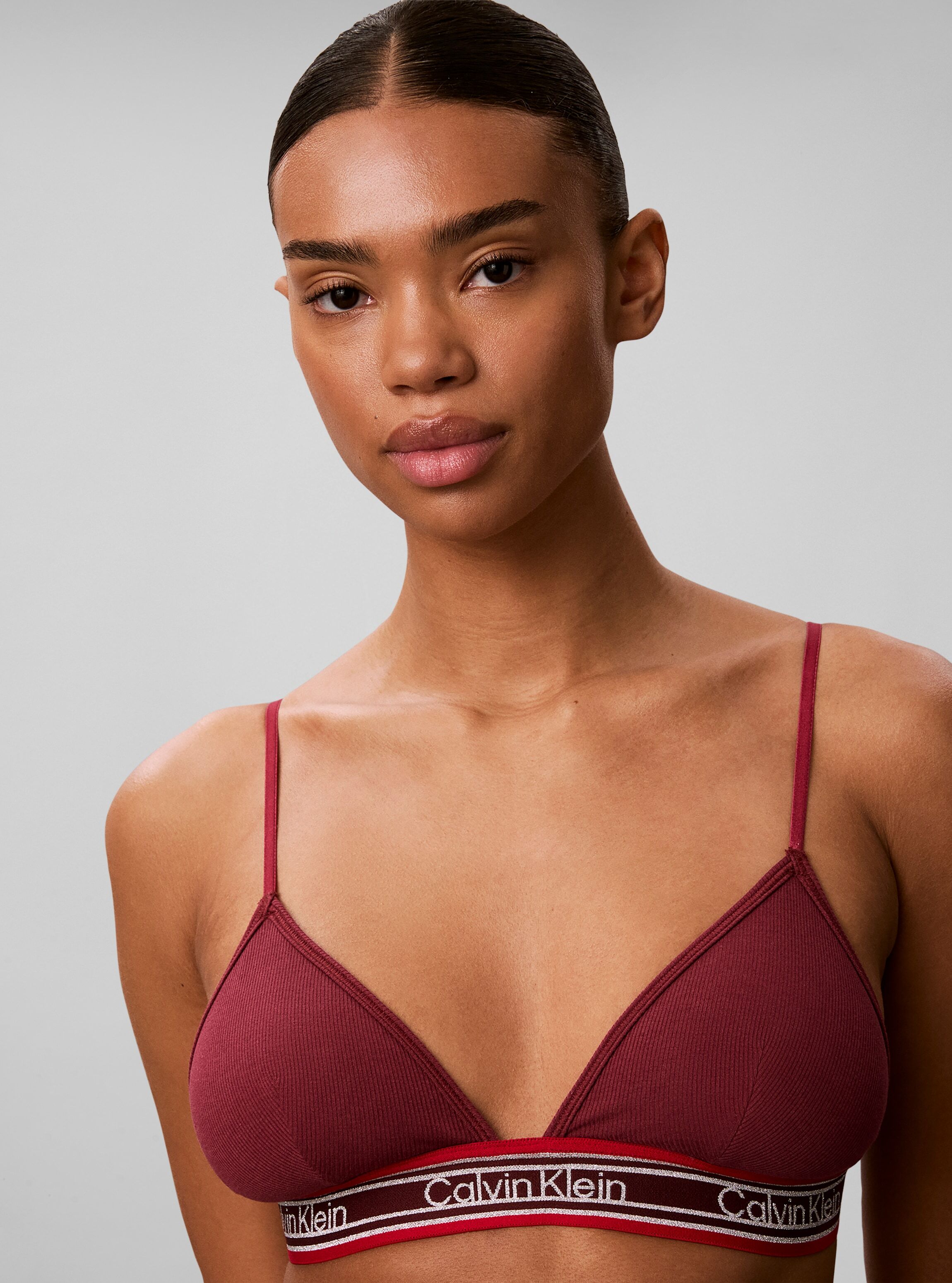 Triangel-BH "LIGHTLY LINED TRIANGLE", Damen, Gr. XS (34), N-Gr, rot (established rot), Jersey, Obermaterial: 53% Baumwolle, 35% Modal, 12% Elasthan, CALVIN KLEIN UNDERWEAR, unifarben, körpernah, BHs Triangel-BH, mit CK-Logo am Bund established rot XS (34)
