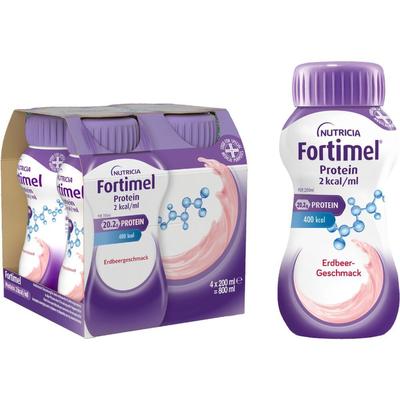 Fortimel Protein 2 kcal Erdbeergeschm.Trinknahrung 4x200 ml Flüssigkeit