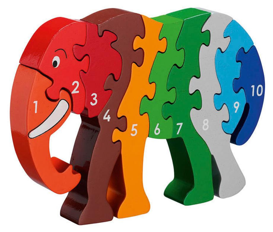 Lanka Kade Houten Puzzel Olifant met Cijfers 1-10 van Liebman Design