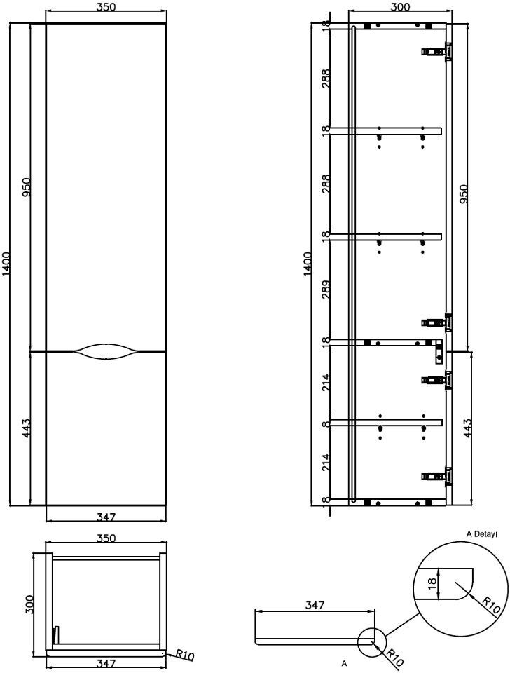 Megabad Profi Collection Home Hochschrank Anschlag links