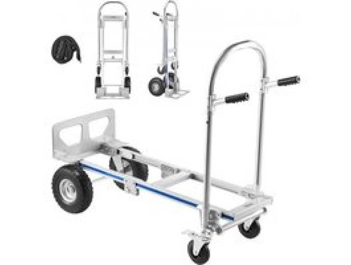 VEVOR 2-in-1-Sackkarre 454 kg, Transportkarre im 4-Rad-Modus, Umwandelbarer Plattformwagen mit Rutschfestem Griff, Tragbarer Handwagen Transportwagen, Trolley für Umzüge, Büro, Lager, Supermarkt