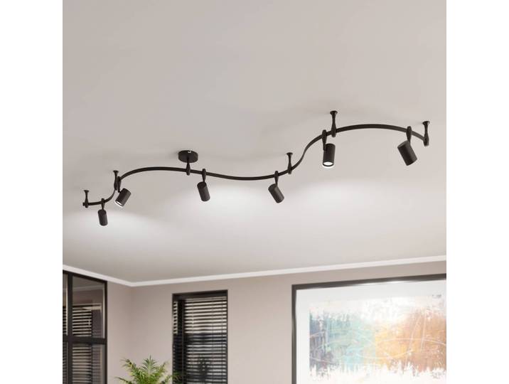 Lindby Schienensystem Delila, schwarz, flexibel einsetzbar Delila Lindby, dimmbar, schwarz, für Wohn- / Esszimmer, Metall, Modern