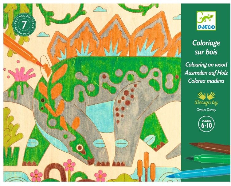 Coloriage sur bois : Dino world - Djeco
