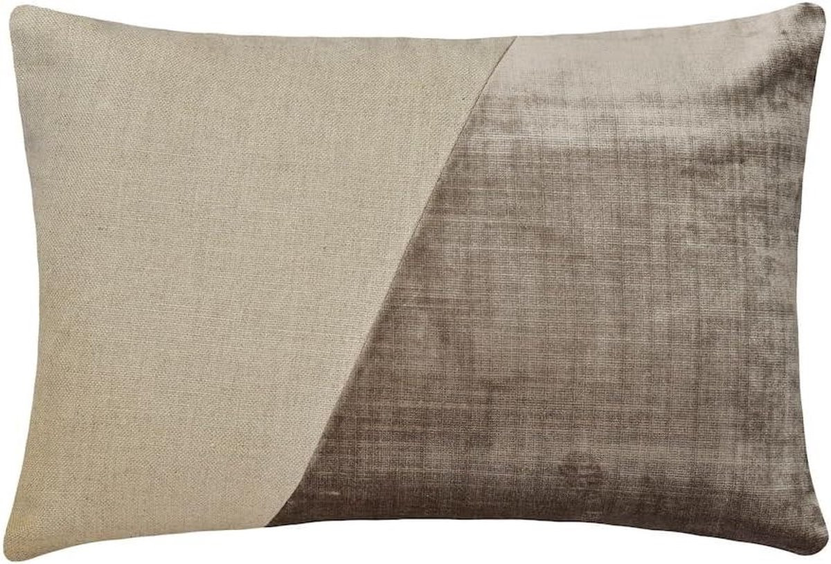 Handgemaakte beige fluwelen lumbale kussensloop voor woonkamerdecoratie - 30 x 55 cm