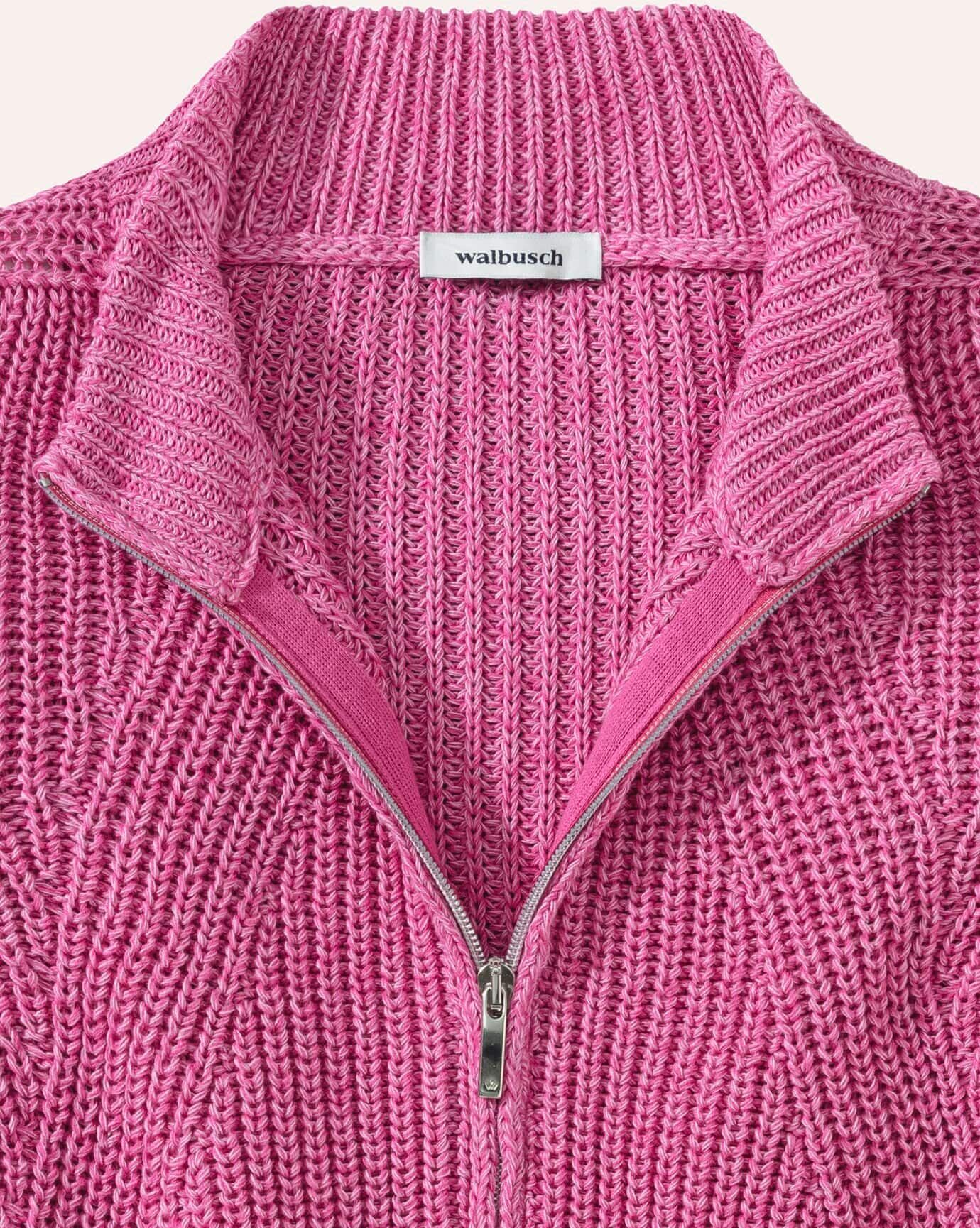 Walbusch Patentstrickjacke Nahtlos, normale Größen, Farbe Pink, 44, nahtlos gestrickt 100% italienische Baumwolle Damen