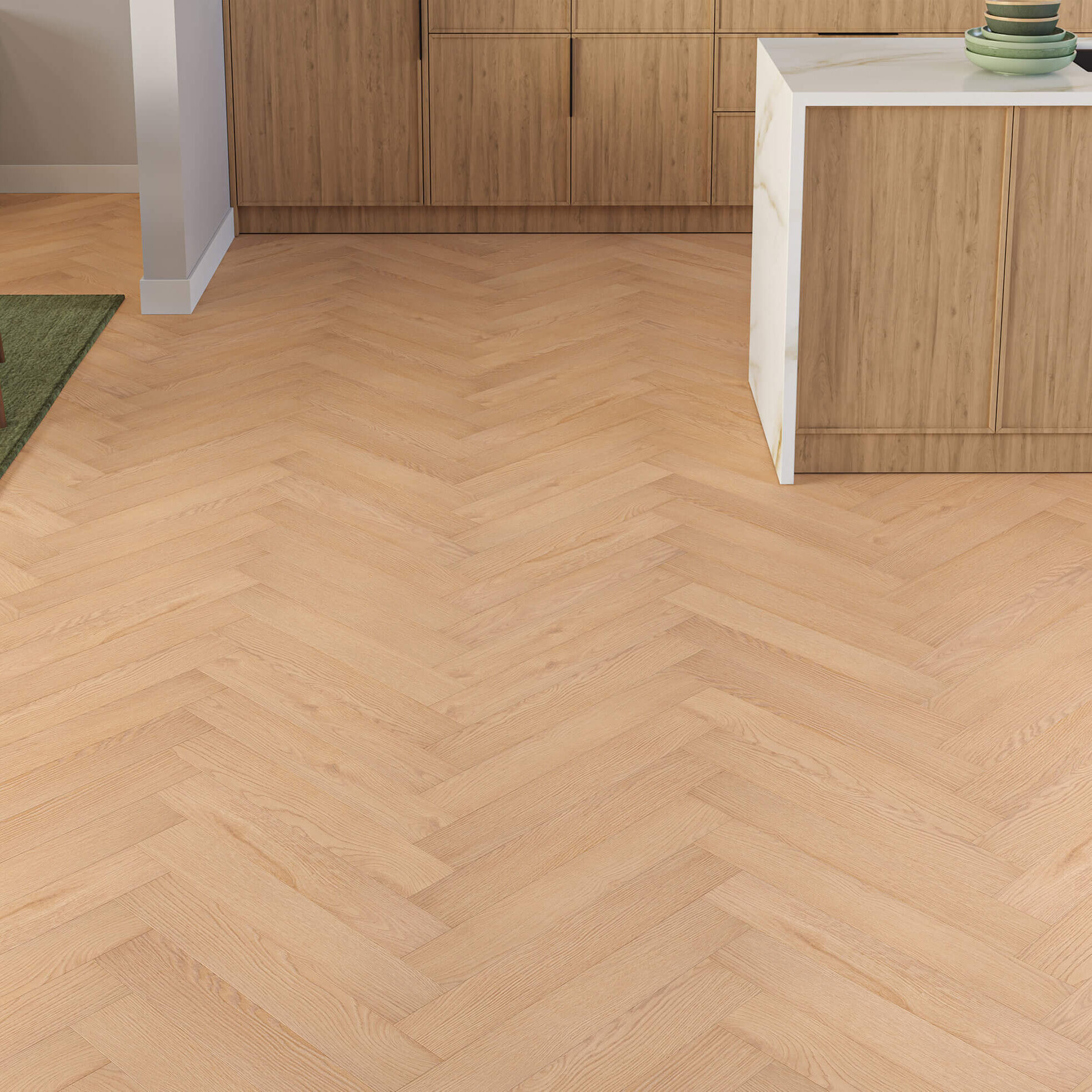 Luxury Flooring 21.99m² - Empire 12mm Saddle Oak Herringbone Laminate Flooring - Water Resistant