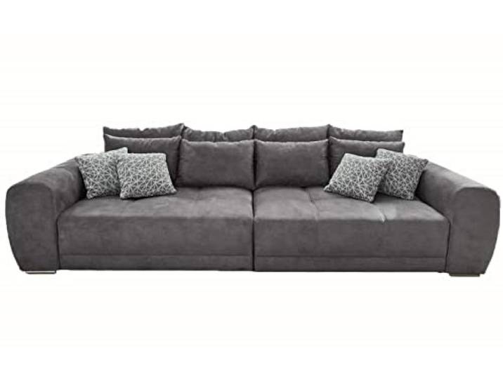 luma-Home 15114/ Big-Sofa XXL Lounge Couch, Mikrofaserstoff Grau B306/T134/H86 cm, Federkernpolsterung, viele Kissen, Liegefläche 120x240 cm