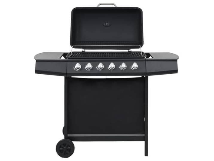 vidaXL Gasbarbecue met 6 kookzones staal zwart