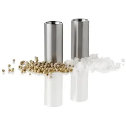 Stelton Salz und Pfefferstreuer (2erSet), Pfeffermühle + Salzmühle, Silber