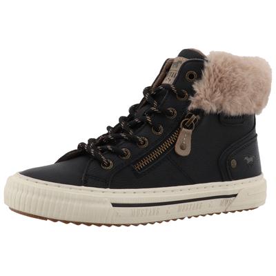 Winterboots MUSTANG SHOES "Kalua", Damen, Gr. 36, schwarz, Lederimitat, Textil, Schuhe Winterboots, Plateausneaker, Winterboots mit Reißverschluss