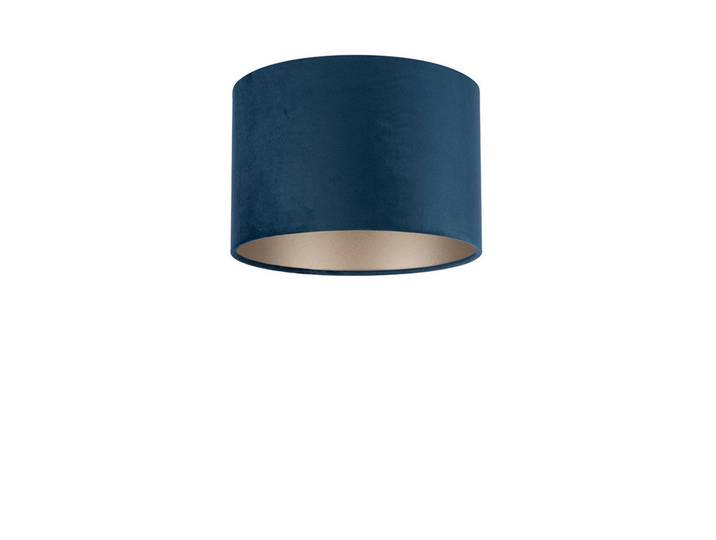 Leuchtenschirm Velour, Dunkelblau, Metall, zylindrisch, E27, 24 cm, Lampen & Leuchten, Innenbeleuchtung, Lampenschirme