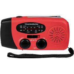 Thomson Emergency Hand Crank Radio - Red (AM, FM, Bluetooth), Radio, Rot