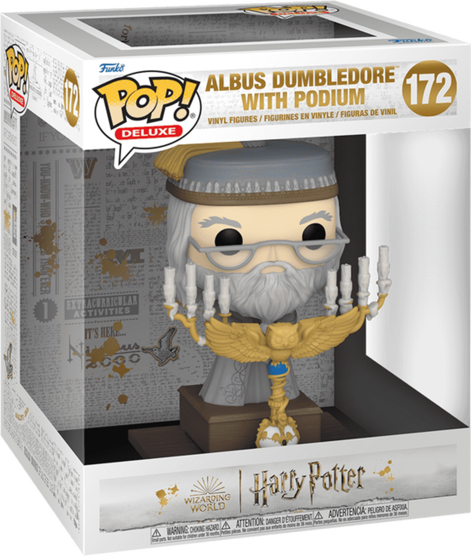 Funko Pop! Deluxe Harry Potter Albus Dumbledore with Podium #172, Officially Licensed Vinyl Collectible, Harry Potter Pop! Range, Numbered 172