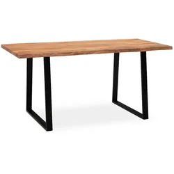 Esszimmertisch Massiv mit Baumkante Industrial-Look | 180x90 cm | Goldbraun-Schwarz | Unikat | Tarn Kollektion | Kadima Design