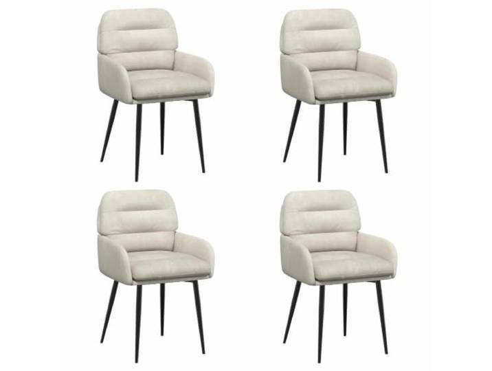 Jkghdrt Esszimmerstühle 4 STK Samt Creme 59 x 59,5 x 90 cm Metallrahmen, Schaumstoffpolsterung, Armlehnen aus Polyester, leicht abwischbar, pflegeleicht