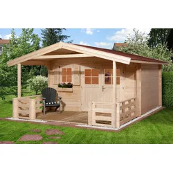 Weka 45 mm Gr. 1 (380 x 500 cm)  mit Vordach+Terrasse 380 x 500 cm - 50 % Rabatt auf Dacheindeckung