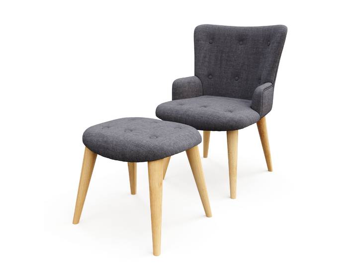 Sessel mit Hocker NEVIO anthrazit