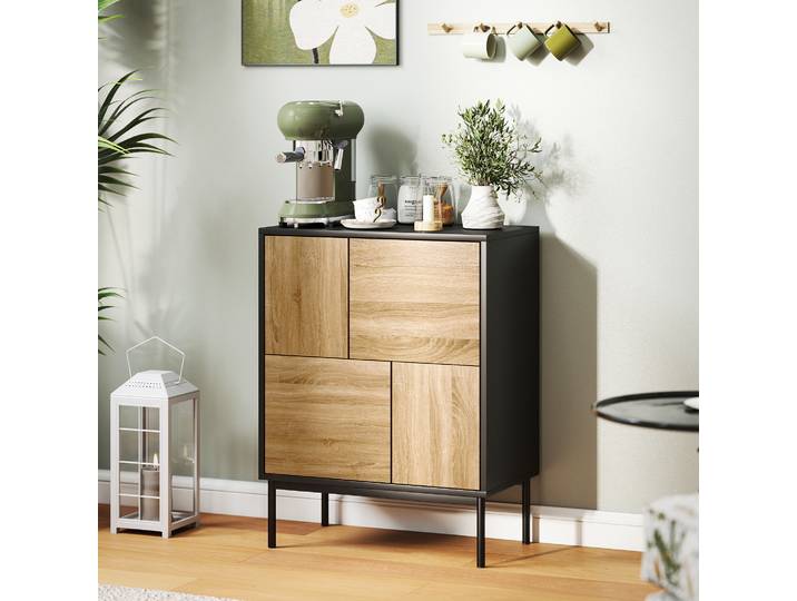 HOMCOM Buffet Moderne 4 Placards 60x35x78cm Noir