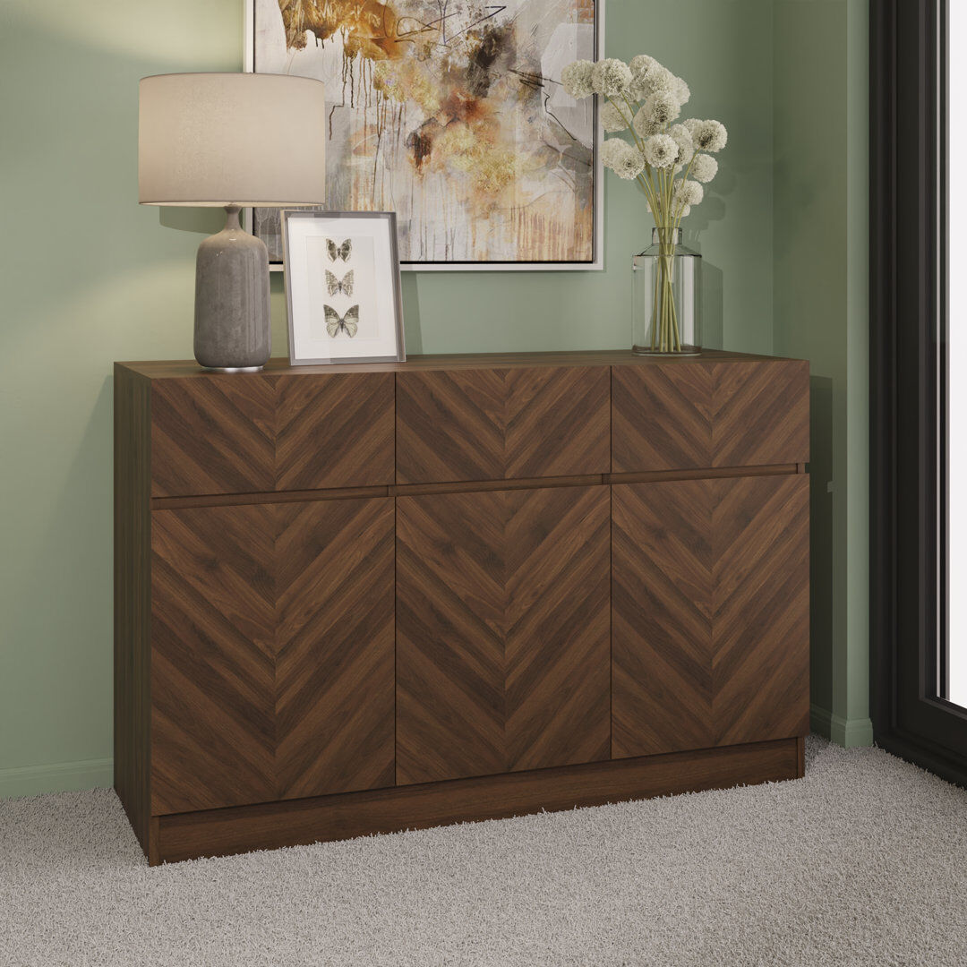 Natur Pur Collins 118.8 Cm 3 Drawer Sideboard Royal Walnut 77cm H X 118.8cm W X 42cm D