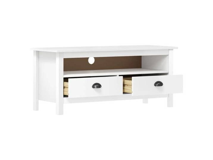 Meuble TV - Banc TV - Table TV - Hill Range Blanc - 110x40x47 cm - Bois de pin solide T86
