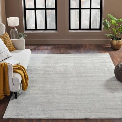 KALATY Beige Wool and Viscose Handmade Area Rug