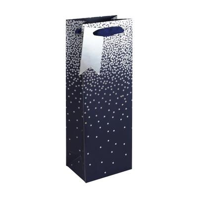 Clairefontaine 6x Geschenktasche Flasche, Sternenregen auf blauem Hintergrund, 12,7x9x35,5 cm - Blau 30861-4C
