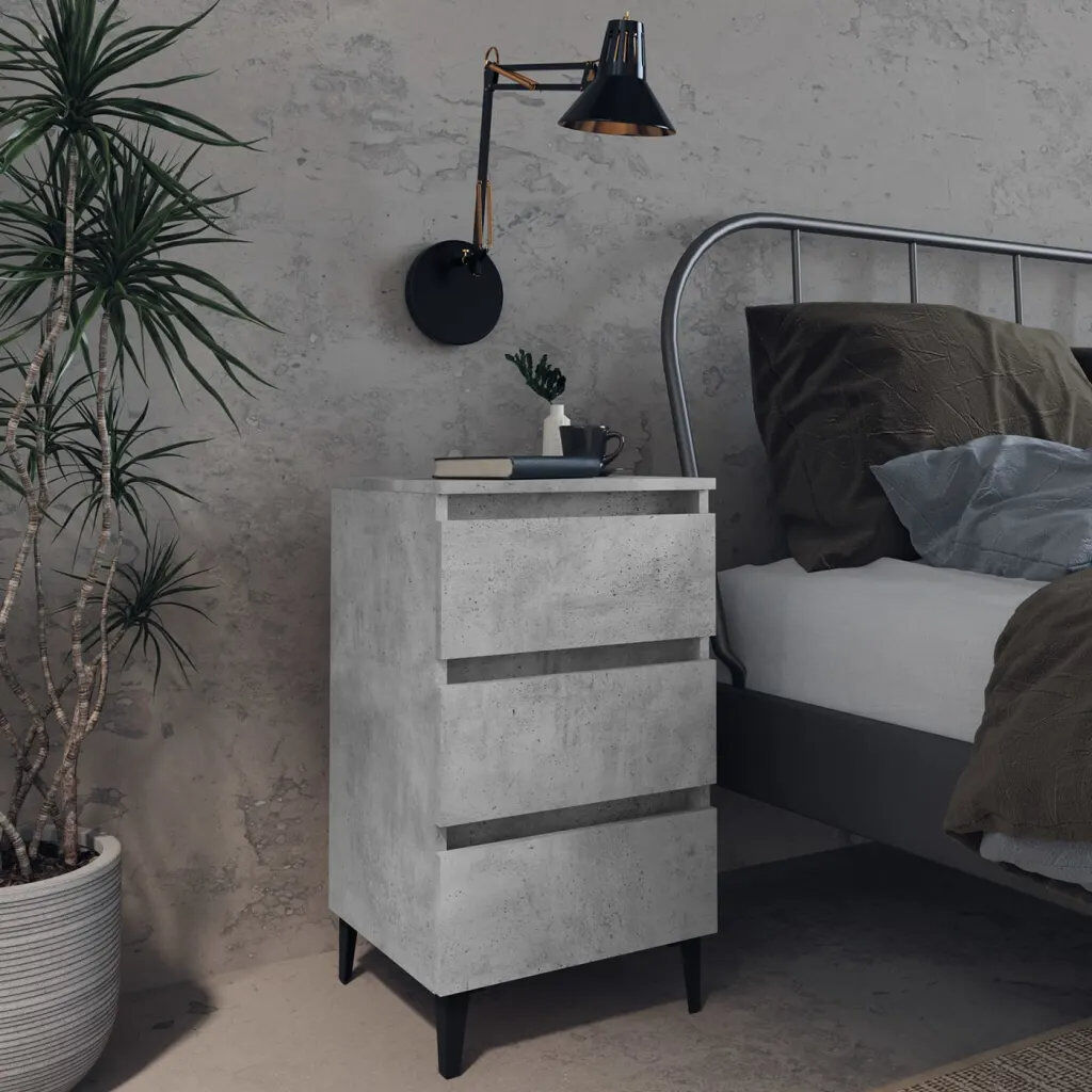 Rio Pythagoras 40cm W Particle Board / Chipboard Bedside Table Concrete Grey 69cm H X 40cm W X 35cm D