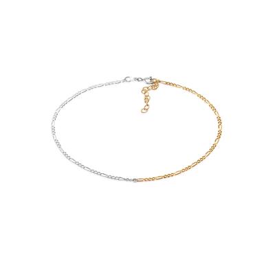 Fußkette ELLI "Fußschmuck Figaro Sommer Zeitlos Basic 925er Bi-Color" Gr. 22, bunt, Fußketten, Damen, Silber 925 (Sterlingsilber)