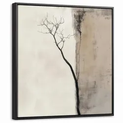 LEINWAND Bilder mit Rahmen - Wabi sabi - Pflanze - Beige - 50x50
