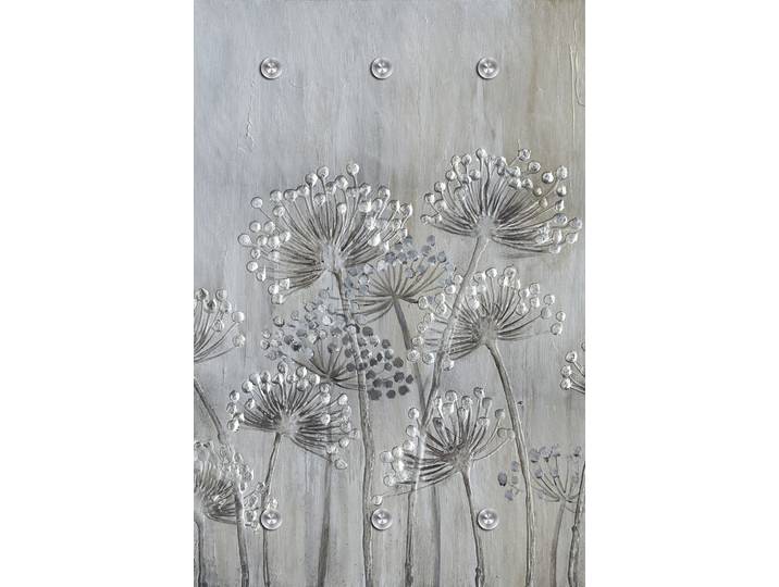 Garderobenpaneel QUEENCE Wandgarderobe mit Motiv Grau Blumenwiese inkl. Edelstahlhaken , grau (silbergrau), B:80cm H:120cm T:2,5cm, Acrylglas, Edelstahl, Garderobenpaneele, Garderobenpaneel, HD Premium Druck auf Acrylglas