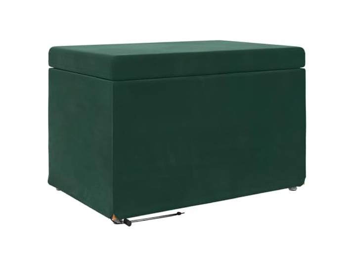 POUFGDR Hocker ohne Rückenlehne, Grün Samt und Holz, 61 x 41 x 40 cm Minimalistisches Design, einfache Montage inklusive, bequemer Sitz, Kugelbeine, einfache Wartung, moderner Stil