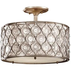 Deckenleuchte Wohnzimmerleuchte Designlampe Kristalle Stahl D 40,6 cm 3 Flammig