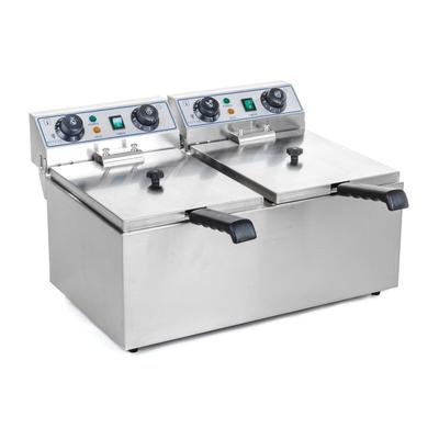 Helloshop26 - Professionelle Küchenfritteuse mit 2 x 13-Liter-Behältern herausnehmbarer Schüssel Timer Edelstahl 14_0010263