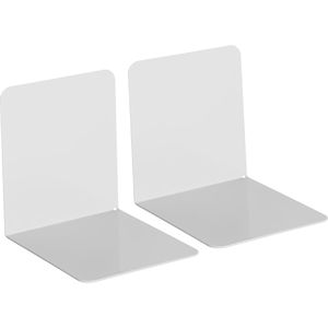 Wedo Buchstütze 1021137, breit, lichtgrau, 12 x 14cm, aus Metall, 2 Stützen, 2 Stück