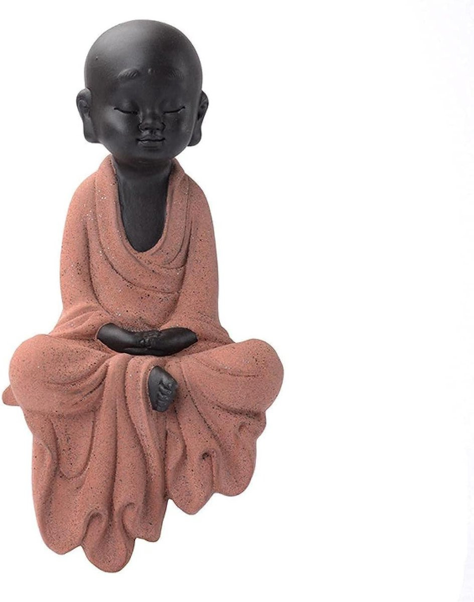 Keramisch Monnik Beeld - Bruin - Zen Decoratie voor op tafel