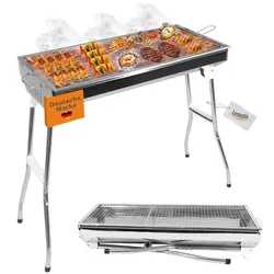 Lemodo Klappbarer Holzkohlegrill, Campinggrill Edelstahl, Reisegrill für BBQ
