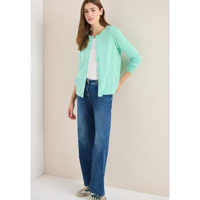 Cardigan CECIL, Damen, Gr. XXL (46), grün (jelly mint), Web, 60% Baumwolle, 40% Viskose, unifarben, comfort fit normal, Rundhals, Rippbündchen, Strickjacken, mit Rundhalsausschnitt