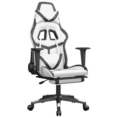 Décoshop26 - Bürostuhl Gaming-Stuhl auf Rollen mit Fußstütze schwarz-weißes PVC DEC025740