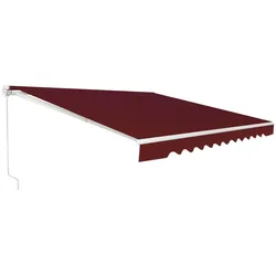 Helloshop26 - Kurbelbetriebene Balkonmarkise 400 x 250 cm einziehbares Dach verstellbarer Winkel modern rotes Aluminium 20_0013650