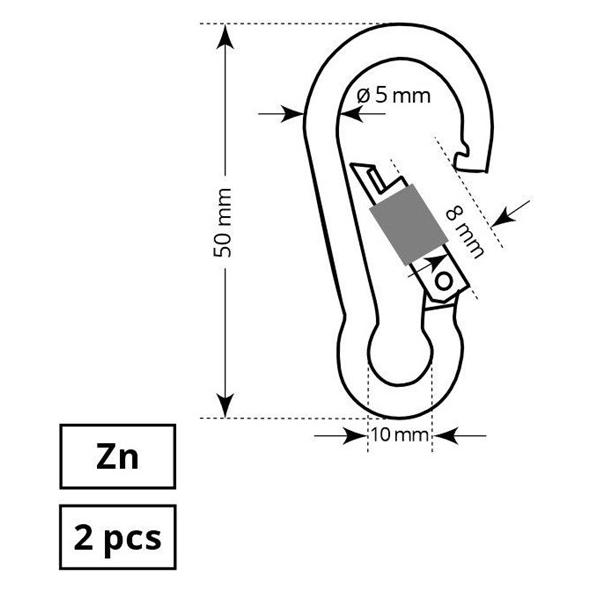 Haushalt Carabiner 5x50 mm Zp With Nut 2dd (33035647)