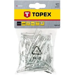 Topex, Nieten, Aluminiumnieten 4,8x23mm 50St. 43E507