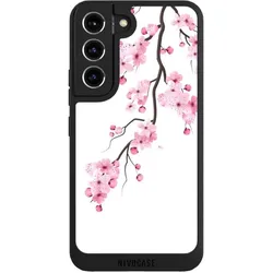 Nivocase Handyhülle für Samsung Galaxy S22 Hülle NIVOpure Case Schwarz Asien Japan Kirschblüten (Samsung Galaxy S22), Smartphone Hülle, Schwarz