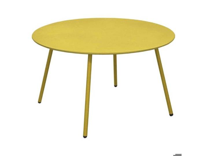 Table basse jardin ronde en acier Rio 70 cm moutarde
