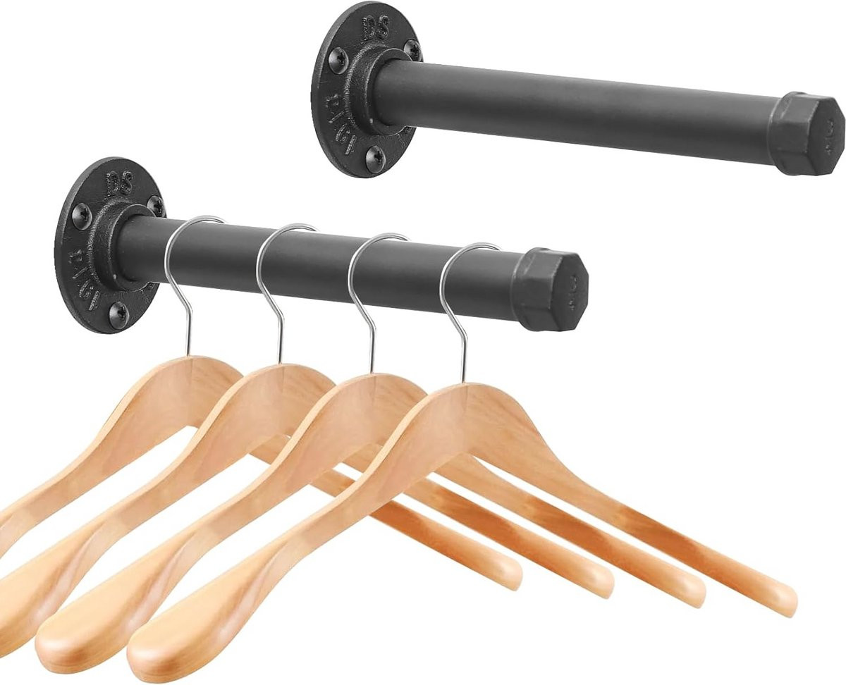 Industrieel wandmontage kledingrek voor hangende kleding