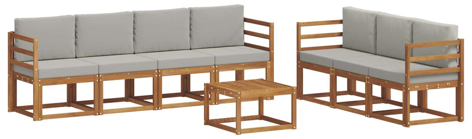 Outdoor-Sofagarnitur mit Kissen 8 pcs Natürlich und Hellgrau