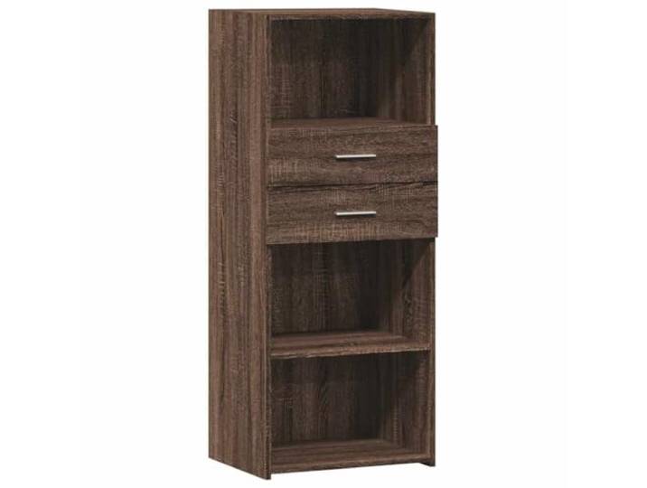 Roanoer Highboard Braun Eichen-Optik 50x42,5x124 cm Holzwerkstoff Schmaler Beistellschrank mit reichlich Stauraum für Wohnzimmer und Flur, pflegeleicht und zeitlos elegant gestaltet.