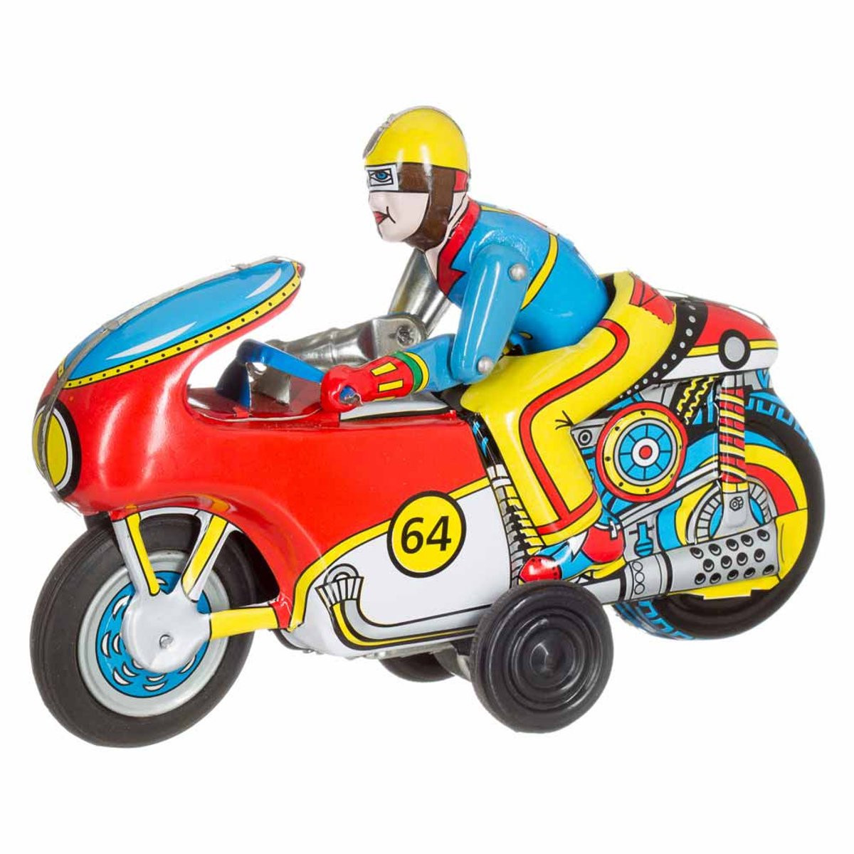 Handgemaakte Blikken Motorfiets Winner - Rood - 20 cm