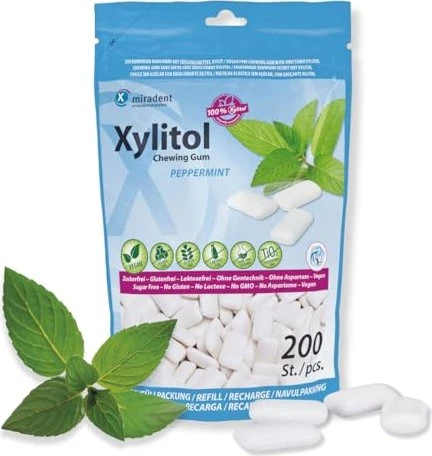Miradent Xylitol Chewing Gum Minze Refill 200 St Kaugummi